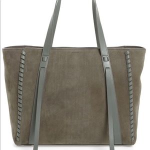 AllSaints Ray East West Taupe Gray Soft Nubuck Lea